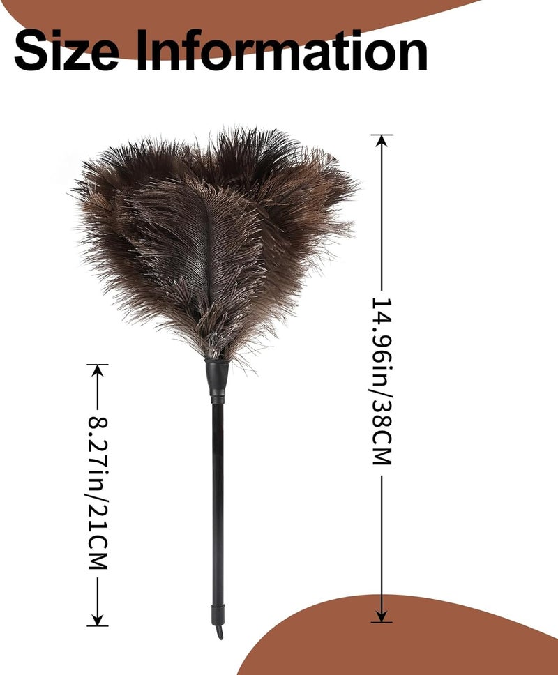 FeelfunFeather Ostrich Feather Duster-14.9 Inch Mini Natural Feathers Dusters with Plastic Handle Reusable Handheld for Cleaning Supplies Home Car Office(2pcs) - Image 2